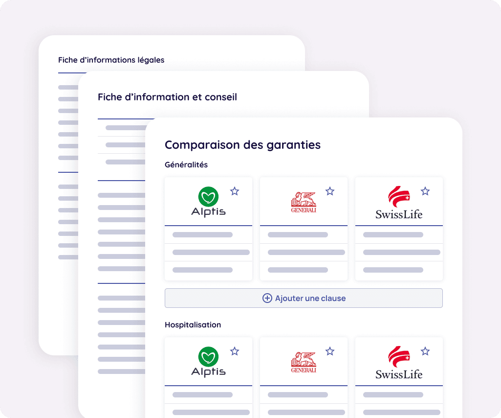 Interface de comparaison de produits d'assurance pour optimiser le conseil client Interface de comparaison de produits d'assurance pour optimiser le conseil client
